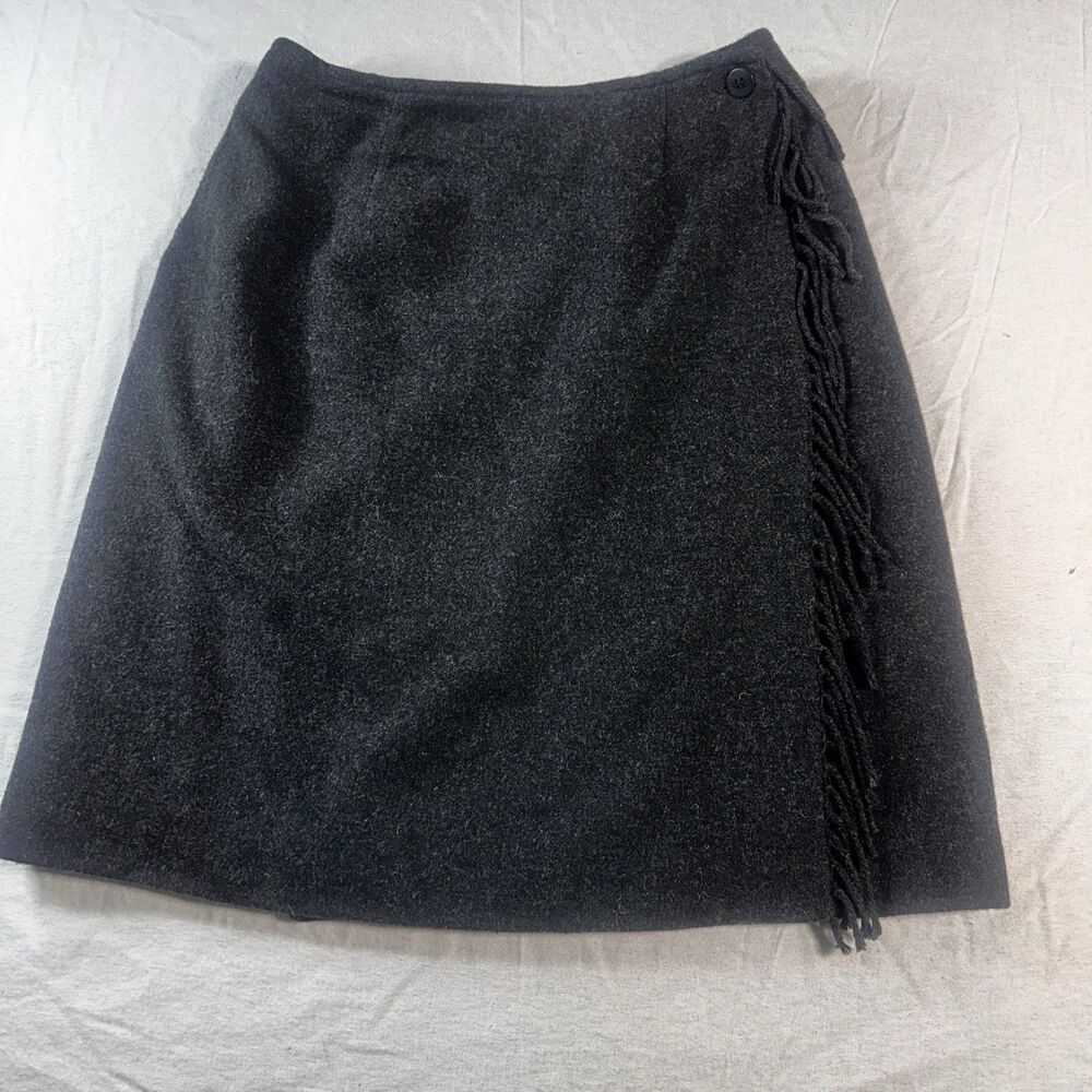 Vintage Talbots Petite Charcoal Gray Wool Wrap Skirt Size 6